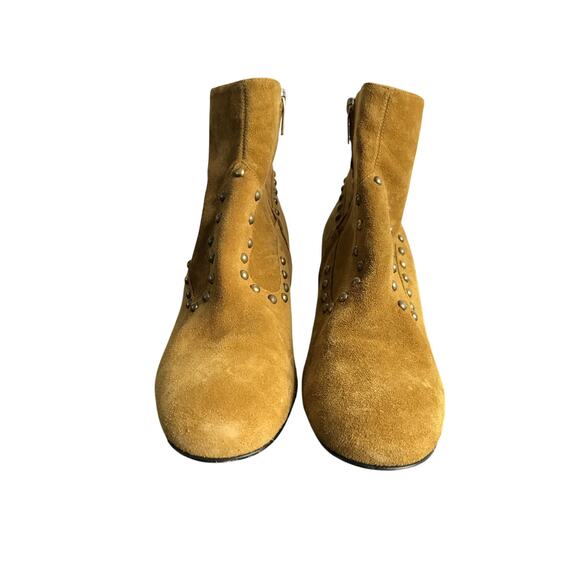 Saint Laurent Paris Boots Womens 10 Brown Suede Studded 3" Heel Modern 1960's - Picture 3 of 9